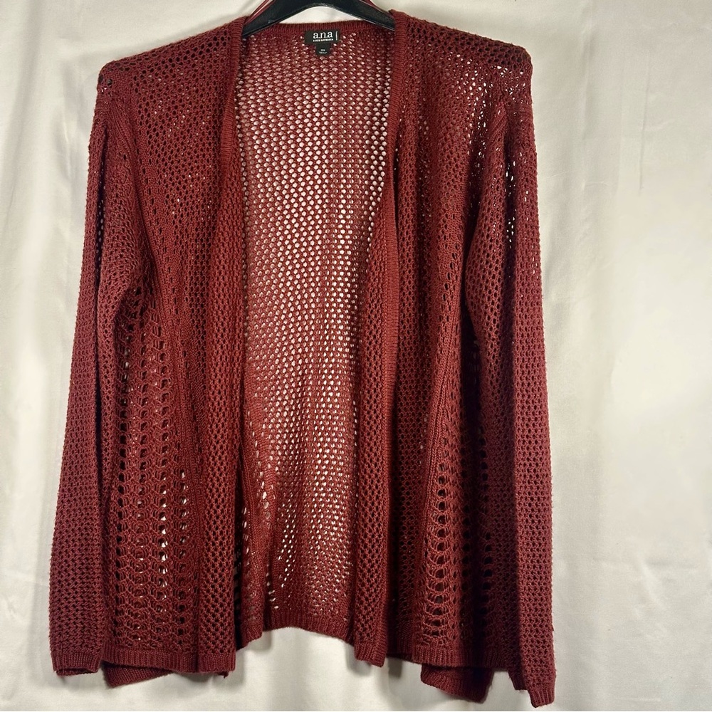 a.n.a Women's Burgundy Open Knit Cardigan